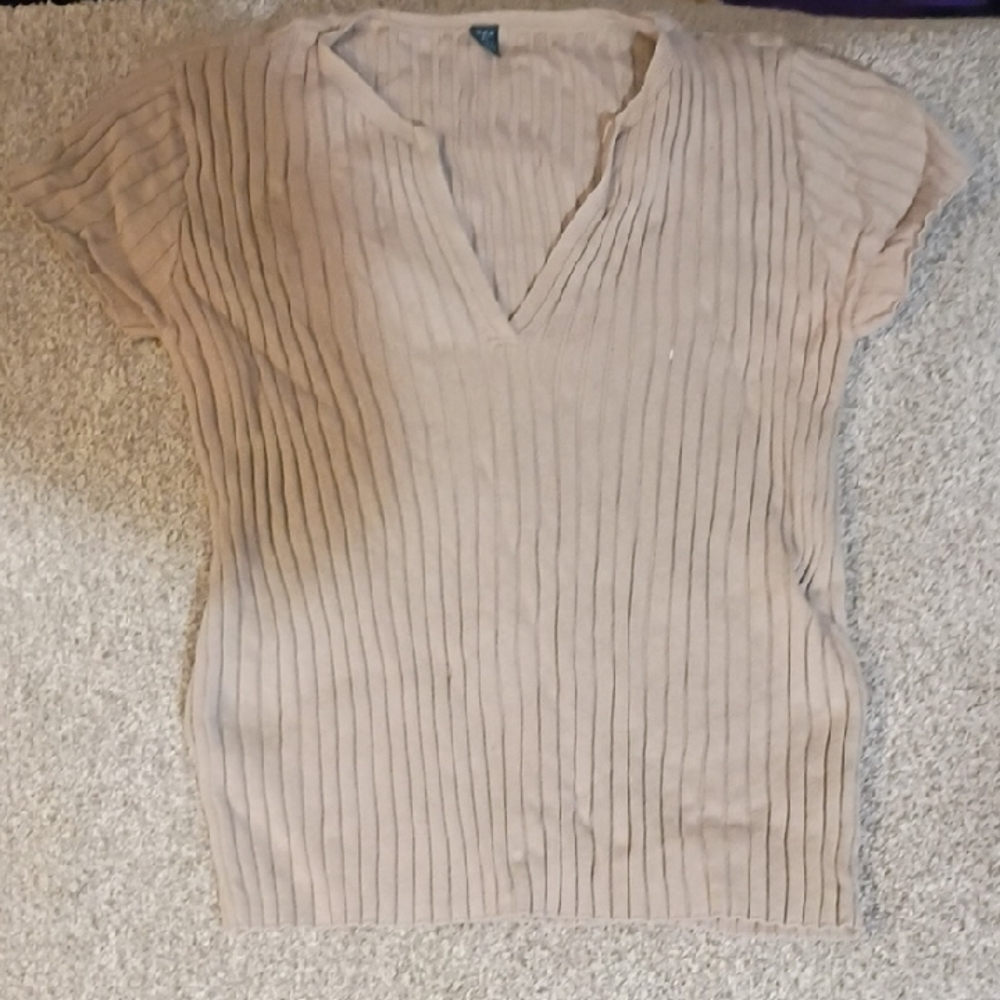GAP Tan Ribbed Knit Top